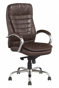 Кресло компьютерное ДамОфис J 9031-1 экокожа /хром, коричневый в Миассе