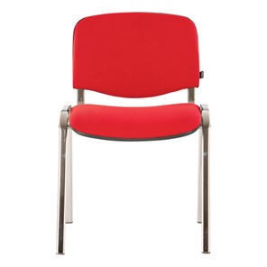 Офисный стул для персонала и посетителей BRABIX "Iso CF-001", хромированный каркас, ткань красная с черным, 531423 в Миассе
