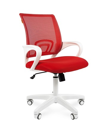 Кресло компьютерное CHAIRMAN 696 white, ткань, цвет красный в Челябинске - изображение