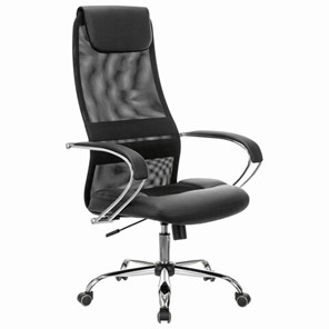 Офисное кресло Brabix Premium Stalker EX-608 CH (хром, ткань-сетка/кожзам, черное) 532091 в Миассе
