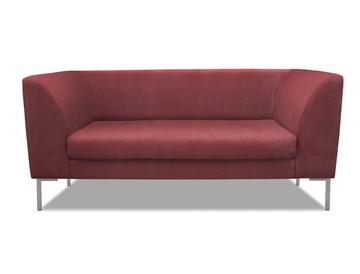 Мягкий офисный диван Сиеста 2-местный, ткань Сахара / красная С30 в Златоусте