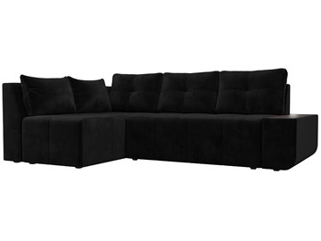 Угловой диван с оттоманкой Амадэус, Черный (велюр) в Челябинске - предосмотр