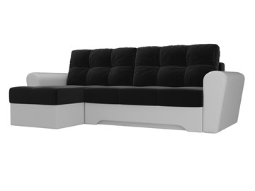 Угловой раскладной диван Амстердам, Черный/Белый (микровельвет/экокожа) в Магнитогорске