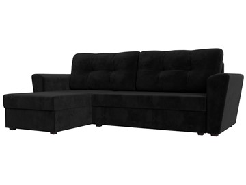Угловой диван с оттоманкой Амстердам Лайт, Черный (велюр) в Челябинске - предосмотр