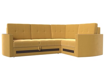 Угловой раскладной диван Белла, Желтый (Микровельвет) в Миассе