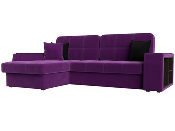 Угловой диван Брюссель, Фиолетовый/черный (вельвет) в Миассе