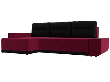 Угловой диван для гостиной Чикаго, Бордовый/Черный (микровельвет) в Челябинске - предосмотр