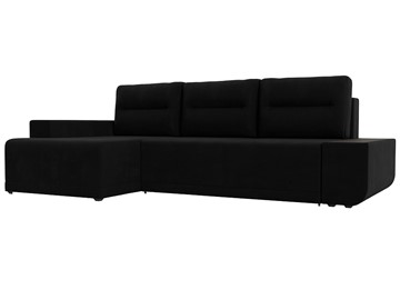 Угловой диван для гостиной Чикаго, Черный (микровельвет) в Миассе