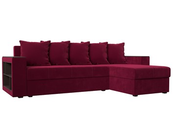Угловой диван с оттоманкой Дубай Лайт, Бордовый (микровельвет) в Челябинске