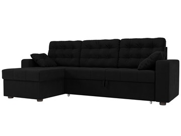 Угловой диван с оттоманкой Камелот, Черный (микровельвет) в Магнитогорске