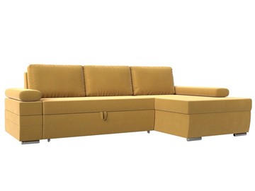 Угловой диван с оттоманкой Канкун, Желтый (микровельвет) НПБ в Челябинске