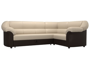 Угловой диван для гостиной Карнелла, Бежевый/Коричневый (экокожа) в Копейске