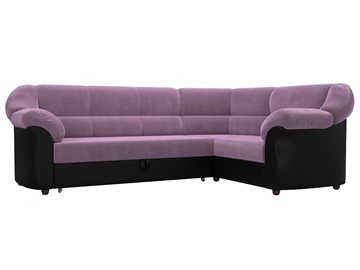 Угловой диван для гостиной Карнелла, Сиреневый/Черный (микровельвет/экокожа) в Копейске