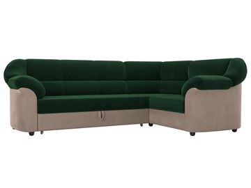 Угловой диван для гостиной Карнелла, Зеленый/Бежевый (велюр) в Магнитогорске