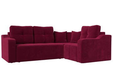 Угловой диван для гостиной Кембридж, Бордовый (микровельвет) в Челябинске - предосмотр