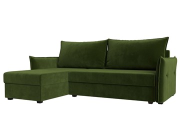 Угловой раскладной диван Лига-004, Зеленый (Микровельвет) в Миассе
