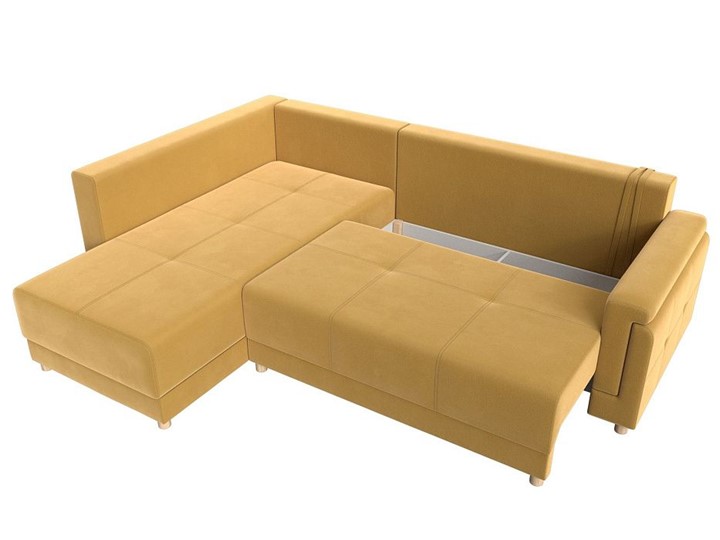 Угловой раскладной диван Лига-024, Желтый (Микровельвет) в Миассе - изображение 1