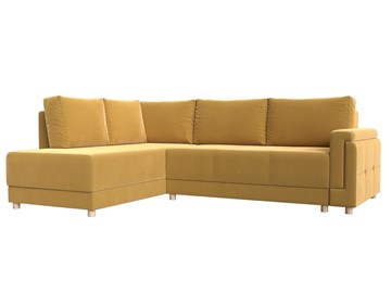 Угловой раскладной диван Лига-024, Желтый (Микровельвет) в Златоусте