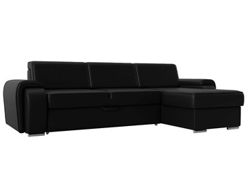 Угловой раскладной диван Лига-025, Черный (Экокожа) в Миассе