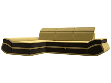 Угловой раскладной диван Лига-032 Желтый\коричневый (Микровельвет) в Миассе