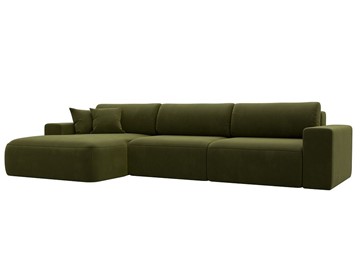 Угловой диван Лига-036 Классик лонг, Зеленый (Микровельвет) в Миассе