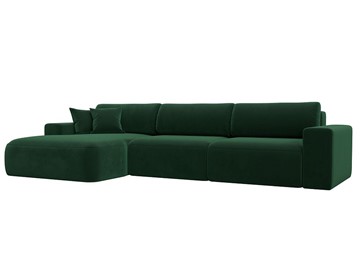 Угловой диван Лига-036 Классик лонг, Зеленый (велюр) в Златоусте