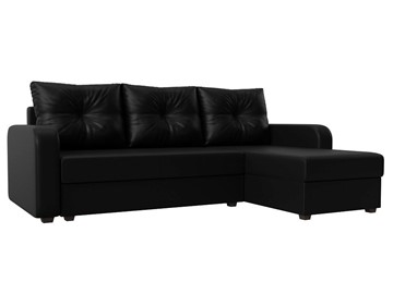 Угловой диван с оттоманкой Ливерпуль Лайт, Черный (Экокожа) в Челябинске - предосмотр