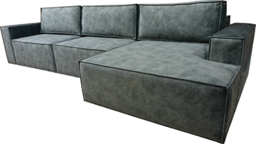 Угловой диван с оттоманкой Лофт 357х159х93 (Ремни/Еврокнижка) в Копейске - предосмотр 4