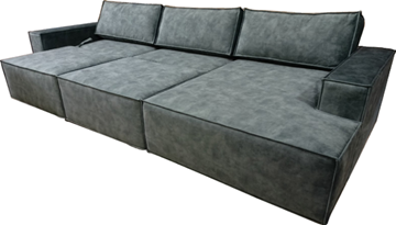 Угловой диван с оттоманкой Лофт 357х159х93 (Ремни/Еврокнижка) в Челябинске - предосмотр 5
