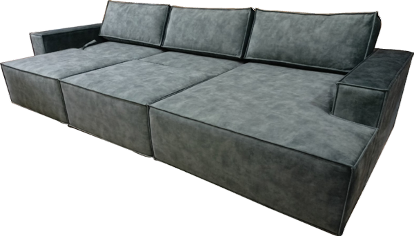Угловой диван с оттоманкой Лофт 357х159х93 (Ремни/Еврокнижка) в Копейске - изображение 5