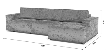 Угловой диван с оттоманкой Лофт 357х159х93 (Ремни/Еврокнижка) в Челябинске - предосмотр 8