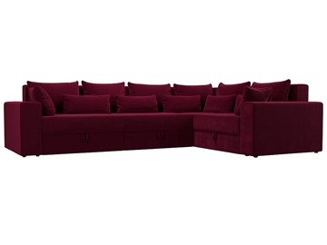 Угловой раскладной диван Майами long, Бордовый (микровельвет) в Миассе