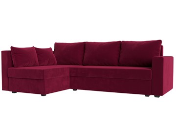 Угловой раскладной диван Мансберг, Бордовый (Микровельвет) в Миассе