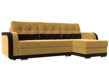 Угловой диван с оттоманкой Марсель, Желтый/Коричневый (микровельвет) в Челябинске