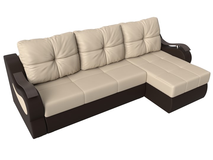 Угловой диван Меркурий, Бежевый/коричневый (экокожа) в Миассе - изображение 4