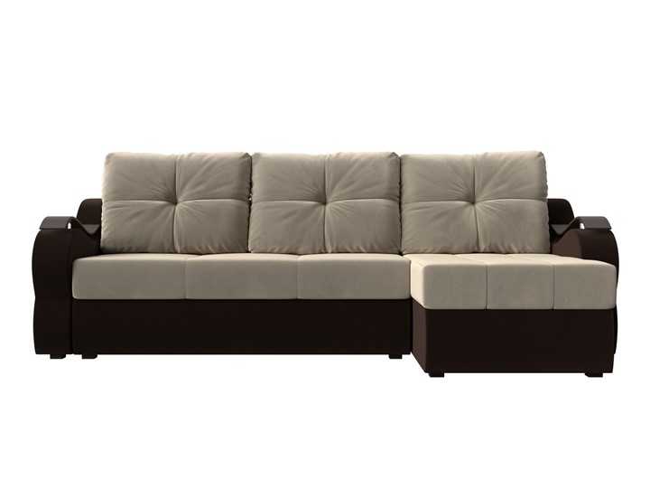 Угловой диван Меркурий, Бежевый/коричневый (вельвет) в Челябинске - изображение 1