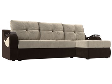 Угловой диван Меркурий, Бежевый/коричневый (вельвет) в Миассе