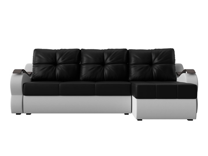 Угловой диван Меркурий, Черный/белый (экокожа) в Миассе - изображение 1