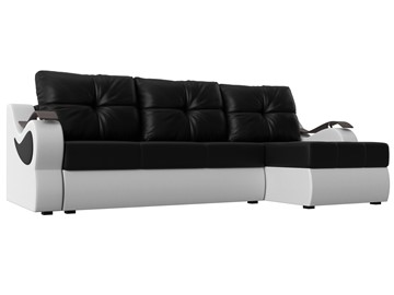 Угловой диван Меркурий, Черный/белый (экокожа) в Миассе