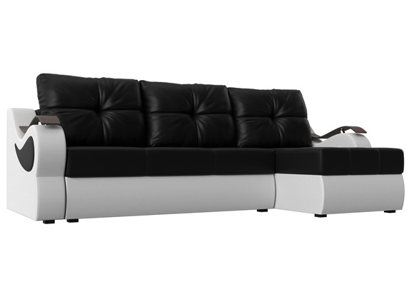 Угловой диван Меркурий, Черный/белый (экокожа) в Миассе - изображение