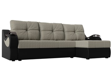 Угловой диван Меркурий, Корфу 02 (рогожка)/черный (экокожа) в Копейске