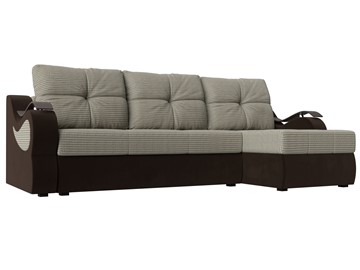 Угловой диван Меркурий, Корфу 02 (рогожка)/коричневый (вельвет) в Златоусте