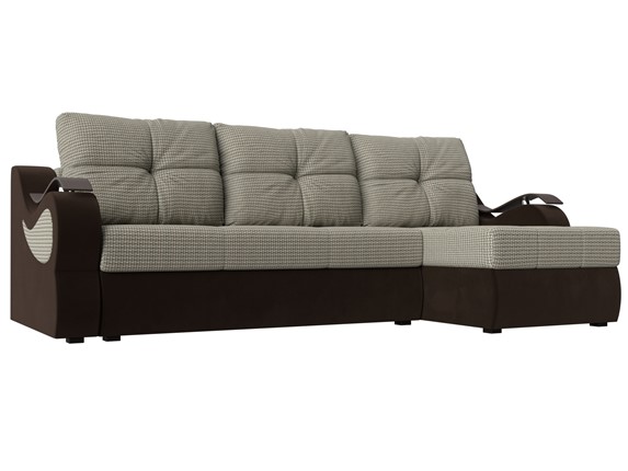 Угловой диван Меркурий, Корфу 02 (рогожка)/коричневый (вельвет) в Челябинске - изображение