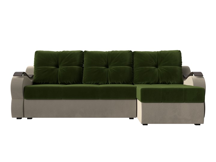Угловой диван Меркурий, Зеленый/бежевый (вельвет) в Миассе - изображение 1