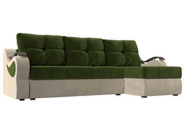 Угловой диван Меркурий, Зеленый/бежевый (вельвет) в Миассе