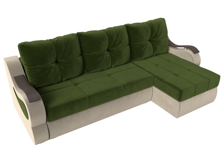 Угловой диван Меркурий, Зеленый/бежевый (вельвет) в Миассе - изображение 4