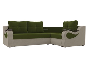 Угловой раскладной диван Митчелл, Зеленый/Бежевый (микровельвет) в Магнитогорске