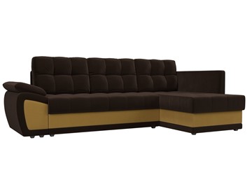 Угловой диван для гостиной Нэстор прайм, Коричневый/Желтый (микровельвет) в Копейске