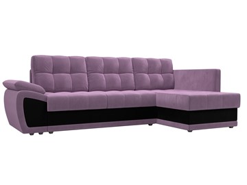 Угловой диван для гостиной Нэстор прайм, Сиреневый/Черный (микровельвет) в Магнитогорске