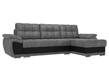 Угловой диван для гостиной Нэстор, Серый/Черный (рогожка/экокожа) в Магнитогорске